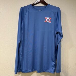 Huk Men’s State Of Flo Pursuit Vented Performance Shirt Size Large Blue Fishing